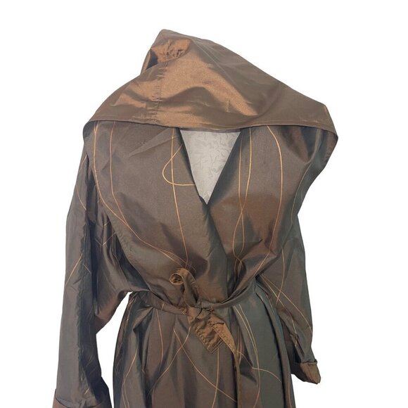 Mycra Pac Designer Wear Womens Coat Size Large Gold Reversible Pockets Belt - Picture 5 of 10